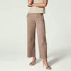 Pantalon femme 2023 Stretch Twill Cropped Wide Leg Pant Femme Taille haute Casual Tummy Control
