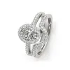Pierścienie klastra 3 owalne moissanite 925 Srebrne zestawy pierścieniowe srebrne zestawy biżuterii ślub dla kobiet zespół
