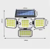 296 LED -solvägglampor med dubbel rörelse sensor utomhus vattentät justerbar solgata trädgårds säkerhetsbelysning för innergård