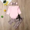 Kledingsets CitgeAutumn Born Baby Girls Kleding Lange mouw Pink Tops Leopard Bowknot Pants Outfit Fall Set