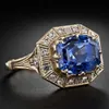 Anelli a fascia Pure 3 Sapphire Jewelry Gemstone 14K Gold Ring per le donne Luxury Bizuteria Anillos De 14K Gold Gemstone Wedding Ring Box J230517