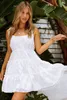 white Tiered Textured Babydoll Dress 2023 Hot New m9RY#