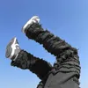 Mens Jeans American Street Hiphop Heavy Industry rasgou a primavera Straight Loose Vibe Style Skateboard calças brancas 230516