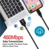 1m 2m 3m snel opladen Gevlochten mobiele telefoonkabels USB 2.0 Gegevenskabelaccessoire Bundels voor AP 13 14 Type C Samsung Android