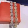 Link Armbanden Fashion Clear Cubic Zirkon Varken vierkante vorm Bergbanden voor vrouwen bruid trouwfeest vrouwelijke sieraden cadeau b-157