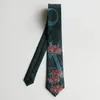 Boogbladen mannelijke heren originele ontwerp gedrukt retro persoonlijkheid cadeau stropdas bloem en zwaard donkergroen geborduurde stropdas