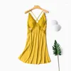 Women's Sleepwear Women Nightdress Satin Intimate Lingerie Lace Strap Nightgown Sexy Sleep Dress Perspective Home Dressing Gown Nightwear