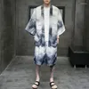 Abbigliamento etnico M-5XL Set hawaiano Stampa 2023 Estate Camicia kimono manica 3/4 Pantaloncini da spiaggia Streetwear Abito da uomo casual 2 pezzi XXXXXL