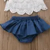 Clothing Sets 0-3Yrs Baby Girls Lace Clothes Outfits Off Shoulder Princess Party Tops Layer-Skirts Shorts 2Pcs Summer Born