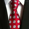 Bow Ties Classic 8CM SLIK PLAID FLALAL FOLDAL FORMAL CIT BULE Red Jacquard krawat dla mężczyzn