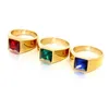 Band Rings New Gold Blue Red Color Women Men Hiphop Gem High Quality Stainless Steel with Stone Fashion Simple Male Ring Jewelry