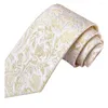 Bow Ties Hi-Tie Light Champagne Floral Silk Wedding Tie For Men Handky Cufflink Fashion Design Nicktie Business Party Dropship