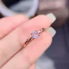 Cluster ringen Vintage Moonstone Engagement Ring Round 5mm belofte voor haar