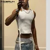 Men s Tank Tops 2023 Top Pria Warna Solid Tanpa Lengan Berongga Rompi Kasual Streetwear Mode Seksi Tidak Teratur 5XL INCERUN 7 230517