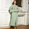 Vêtements Ethniques Robe À Capuche Vert Menthe Diamant Robes Longues Moyen-Orient Caftan Marocain Mode Vestidos Arabes Dubai Y Turcos Abayas Pour