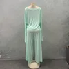 Zweiteilige Damenhose HOUSEOFSD 2023 Trendige Damen-Freizeitkleidung Langarm Reine Farbe Strandkleidung Mode Damenkleider