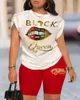 플러스 크기 3XL 여성 트랙 슈트 디자이너 여름 패션 인쇄 세트 짧은 슬리브 티셔츠 및 반바지 2 조각 의상 12 색