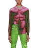 Chemises décontractées pour hommes LUXE printemps été conception de niche pour hommes rouge vert dégradé corps humain imprimé chemise décontractée Art tendance haut modis 230515