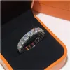 Fine anello in argento sterling 925 Taglio a cuscino 4mm Lab Topaz diamante Cz Fedi nuziali di fidanzamento Anelli per donna Uomo Gioielli per feste