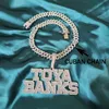 Strands Strings Nama Kustom Kalung aaaa Zirconia Baguette Surat Rantai Liontin untuk Pria Wanita Hip Hop Perhiasan 230517