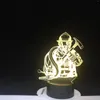 Night Lights Fireman 3D LED Modeling USB Creative Firefighter Table Lamp Home Decor 7 Colors Changing Sleep Lighting Kids Gifts