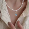 ウェディングジュエリーセットKalung Mutiara Alami Kristal Zirkon Jimat Liontin Rantai Ular Susun Klavikula Choker Untuk Wanita Perhiasan Korea 230517