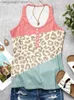 Kvinnors tankar Camis Casual Henley Tank Top Leopard Color Block Women Casual Summer Tanks Button Down Sleeveless Shirt Basic Tunic Tops Slim Fit Cami T230517