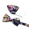 Boogbladen katoenen stropdas set bloemen inzetstuk papieren pocket square hanky klassieke vlinder zakdoek bowknot bruiloft handki accessoire