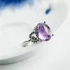 Anelli a grappolo Gioielleria raffinata in argento sterling 925 Taglia regolabile Anello con ametista naturale viola genuino