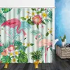 Douchegordijnen dier roze flamingo tropisch plantenpatroon 3D waterdichte polyester doek badkamer decor met haken