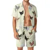 Men's Tracksuits Aquarela Men Chicken Define Art Art Imprima Shorts casuais Camisa de roupas de praia Conjunto de roupas de verão Mangas curtas de tamanho grande