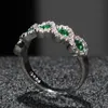 Bandringar Cellity Fashion Wave Shaped Silver 925 Jewelry Emerald Ruby Ring For Women Round Gemstones Female Jewelry For Party Size5-11 J230517