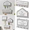 Hooks & Rails Wall Hanging Wood Key Hanger Holder Organizer Rack Coat Decoration Home House Shape Rectangle J3G4