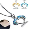 Collane con ciondolo Albero della vita Opale blu Collana piccola rotonda Colore argento per gioielli con ciondoli da donna Moda coreana 2023 MOONBIFFY