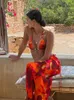 Два кусочка платья летние сета для сексуального печатного пляжа просмотр ремней бикини с стройными костюмами для женской клубной одежды 230516