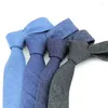 Bow Ties Fashion Men Solid Color Denim Tie 6CM Casual Knot Hand Cotton Shirt Neck Clothing Accessories