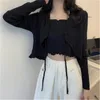 Women's Sweaters 2023 Patched One-piece Cropped Pullovers Ruffles Full Sleeve Laced Sweater Shirts Crop Tops For Female