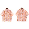 Fritidsskjortor för män Orange Rutig Heltryck Rhude Skjorta Sommar Herr Dam Högkvalitativ Hawaiian Beach Serise Toppar 230516
