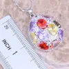 Necklace Earrings Set Tantalizing Multicolor Red Garnet Silver Plated Pendant Ring Size 6 / 7 8 9 10 S0245