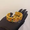 Necklace Earrings Set Court Vintage Italian Square Colored Zircon Opening Ring Golde Baroque Retro Cuff Braceelt For Women DUBAI Bride