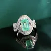 Cluster Rings 5.7mm Brazilian Paraiba Tourmaline Sterling 925 Silver For Women Emerald Princess Vintage Wedding Bridal Finger Ring
