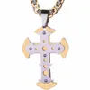 Pendentif Colliers Punk Collier Creux Botton Croix Forte Lourd En Acier Inoxydable Long Lien Chaîne Byzantine Hommes Bijoux Père Cadeau MN51