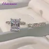 Met zijstenen ElsieUnee Classic 100% 925 Sterling Silver Simulated Diamond Wedding Engagement Bridal Ring Sets Fine Jewelry Gifts 230516