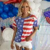 Женская футболка Shi Ying American Day Day Day Printed Top Top Top Женская летняя футболка с трудовым пулором T230517 T230517