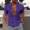 Erkekler Sıradan Gömlek Basit Erkek Gömlek Katı Kısa Kollu Temel Hawaii Adam 2023 3D Baskı Yaz Men Giyim Üstleri için Büyük Boy