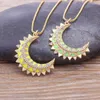 Kedjor Aibef Fashion Shiny Copper Choker Halsband Kvinnliga smycken Etnisk Moon Zircon Pendant Necklace Gifts