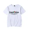 Camisetas masculinas 2023 Y2K Eurovision Tshirt Summer Summer Crewneck Song Contest Turin Tees Tops Roupas de moda