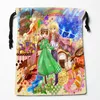 Storage Bags Howls Moving Castle Art Drawstring Wedding Party Christmas Gift Pouches Packing 18x22cm Satin Fabric Bag 0519