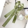 Laço amarra coreana arco bowkties rótulos de fita formal mai feminino verde camisa bowknot camisa shinestone broche festa ajustável elegante borboleta