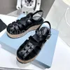 디자이너 Raffia Sandals Monolith Sandal 여성 거품 고무 샌들 여름 신발 레트로 비치 신발 신발 샌들 금속 로고 슬리퍼 디자인 디자인